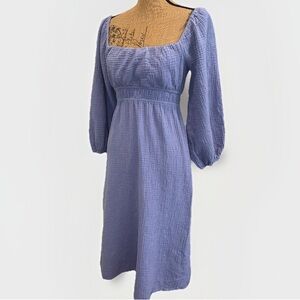 Lush Smocked Cotton Midi Dress Open Back Lavender Purple Size Medium